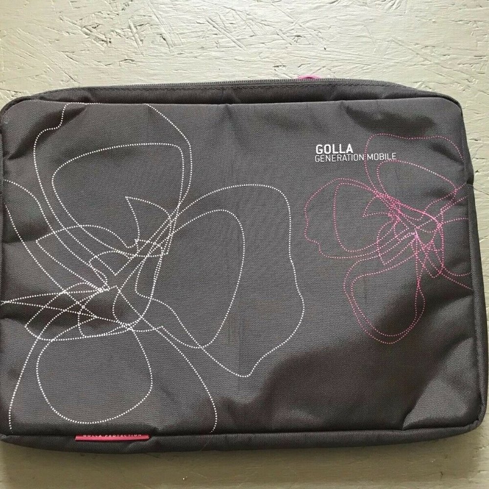 Golla Generation Mobile Laptop Tablet Case - Brown & Pink floral pattern 9 Inch